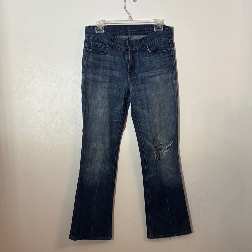 7 For‎ All Mankind Distressed High Waist Bootcut Jeans